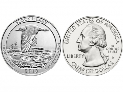 Монета 25 центов 2018 год Убежище дикой природы острова Блок - Род-Айленд, UNC фото