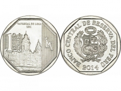 Монета 1 соль 2014 год Кафедральный собор Лима, UNC фото