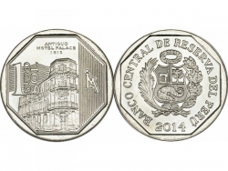 Монета 1 соль 2014 год Старый отель Палас, UNC фото