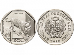 Монета 1 соль 2018 год Ягуар, UNC фото